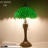 imageWERFACTORY Tiffany Lamp Shade Replacement 12X6 Inch Green Wisteria Style Stained Glass Lampshade Only with Cap fit for Table lamp Pendant Light Ceiling Fixture Part Not Included S523 Series