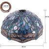 imageWERFACTORY Tiffany Lamp Shade Replacement 12X6 Inch Sea Blue Stained Glass Dragonfly Lampshade Only 158Inch Fitter Opening for Arched Floor Lamp Torchiere Lamp Pendant Light S147 Series
