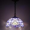 imageWERFACTORY Tiffany Pendant Light Fixture Blue Purple Baroque Stained Glass 12 Inch Hanging Lamp Wide 12 Inch Height 32 Inch S003C Series