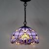 imageWERFACTORY Tiffany Pendant Light Fixture Blue Purple Baroque Stained Glass 12 Inch Hanging Lamp Wide 12 Inch Height 32 Inch S003C Series