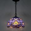 imageWERFACTORY Tiffany Pendant Light Fixture Blue Purple Baroque Stained Glass 12 Inch Hanging Lamp Wide 12 Inch Height 32 Inch S003C Series