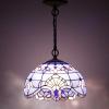 imageWERFACTORY Tiffany Pendant Light Fixture Blue Purple Baroque Stained Glass 12 Inch Hanging Lamp Wide 12 Inch Height 32 Inch S003C Series
