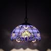 imageWERFACTORY Tiffany Pendant Light Fixture Blue Purple Baroque Stained Glass 12 Inch Hanging Lamp Wide 12 Inch Height 32 Inch S003C Series