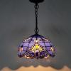 imageWERFACTORY Tiffany Pendant Light Fixture Blue Purple Baroque Stained Glass 12 Inch Hanging Lamp Wide 12 Inch Height 32 Inch S003C Series