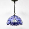 imageWERFACTORY Tiffany Pendant Light Fixture Blue Purple Baroque Stained Glass 12 Inch Hanging Lamp Wide 12 Inch Height 32 Inch S003C Series