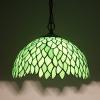 imageWERFACTORY Tiffany Pendant Light Fixture Green Wisteria Stained Glass Hanging Lamp Wide 12 Inch Height 32 Inch S523 Series