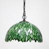 imageWERFACTORY Tiffany Pendant Light Fixture Green Wisteria Stained Glass Hanging Lamp Wide 12 Inch Height 32 Inch S523 Series