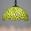 imageWERFACTORY Tiffany Pendant Light Fixture Green Wisteria Stained Glass Hanging Lamp Wide 12 Inch Height 32 Inch S523 Series