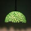 imageWERFACTORY Tiffany Pendant Light Fixture Green Wisteria Stained Glass Hanging Lamp Wide 12 Inch Height 32 Inch S523 Series