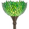 imageWERFACTORY Tiffany Floor Lamp Green Wisteria Stained Glass Light 12X12X66 Inches Pole Torchiere Standing Corner Torch Uplight Decor Bedroom Living Room Home Office S523 Series