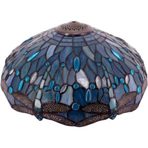 imageTiffany Lamp Shade Replacement W16H7 Inch Sea Blue Stained Glass Dragonfly Lampshade For Table Lamps FLoor Lamp Ceiling Fixture3 Hooks Pendant Hanging Light S147 WERFACTORY Home Office Decoration