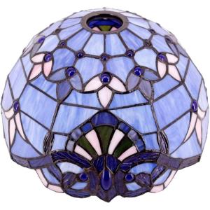 imageWERFACTORY Tiffany Lamp Shade Replacement 12X6 Inch Blue Purple Baroque Stained Glass Lampshade Only 158Inch Fitter Opening for Arched Floor Lamp Torchiere Lamp Pendant Light S003C Series
