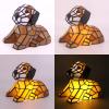 imageTiffany Lamp Dog Stained Glass Night Light for Kids Room Baby Children Boys Girls Teen Bedroom Nursery Bedside Desk Table Unique Birthday Gifts WERFACTORY 5 Color Can Be Choose Brown Hight