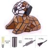 imageTiffany Lamp Dog Stained Glass Night Light for Kids Room Baby Children Boys Girls Teen Bedroom Nursery Bedside Desk Table Unique Birthday Gifts WERFACTORY 5 Color Can Be Choose Brown Hight