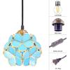 imageTiffany Pendant Lighting Plug in Cord Stained Glass Blue Petal Shade Hanging Light Fixture for Kitchen Island Farmhouse Chandelier LED Mini Long Swag Dining Room Hallway WERFACTORY Blue