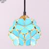 imageTiffany Pendant Lighting Plug in Cord Stained Glass Blue Petal Shade Hanging Light Fixture for Kitchen Island Farmhouse Chandelier LED Mini Long Swag Dining Room Hallway WERFACTORY Blue