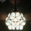 imageTiffany Pendant Lighting Plug in Cord Stained Glass Blue Petal Shade Hanging Light Fixture for Kitchen Island Farmhouse Chandelier LED Mini Long Swag Dining Room Hallway WERFACTORY Blue