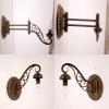 imageWERFACTORY Tiffany Wall Sconce Lamp Plug in W8L19 Inch Swing Arm Up Down Light Pink Baroque Stained Glass Dragonfly Shade S523P Living Room Bedroom Office Study Antique Metal Base