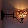 imageWERFACTORY Tiffany Wall Sconce Lamp Plug in W8L19 Inch Swing Arm Up Down Light Pink Baroque Stained Glass Dragonfly Shade S523P Living Room Bedroom Office Study Antique Metal Base