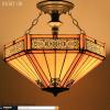 imageWERFACTORY Tiffany Ceiling Light Fixture Yellow Hexagon Stained Glass Mission Semi Flush Mount Lamp Wide 16 Inch Height 15 Inch Tiffany Ceiling Lamp S011 Series