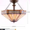 imageWERFACTORY Tiffany Ceiling Light Fixture Yellow Hexagon Stained Glass Mission Semi Flush Mount Lamp Wide 16 Inch Height 15 Inch Tiffany Ceiling Lamp S011 Series