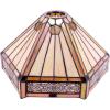 imageWERFACTORY Tiffany Lamp Shade Replacement 12X10X6 Inch Yellow Hexagon Stained Glass Mission Lampshade Only 158Inch Fitter Opening for Arched Floor LampTorchiere LampPendant Light S011 Series