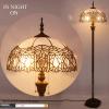 imageWERFACTORY Tiffany Floor Lamp Crystal Bead White Stained Glass Standing Reading Light 16X16X64 Inches Antique Pole Corner Lamp Decor Bedroom Living Room Home Office S508W Series