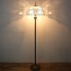 imageWERFACTORY Tiffany Floor Lamp Crystal Bead White Stained Glass Standing Reading Light 16X16X64 Inches Antique Pole Corner Lamp Decor Bedroom Living Room Home Office S508W Series