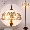 imageWERFACTORY Tiffany Floor Lamp Crystal Bead White Stained Glass Standing Reading Light 16X16X64 Inches Antique Pole Corner Lamp Decor Bedroom Living Room Home Office S508W Series