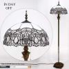 imageWERFACTORY Tiffany Floor Lamp Crystal Bead White Stained Glass Standing Reading Light 16X16X64 Inches Antique Pole Corner Lamp Decor Bedroom Living Room Home Office S508W Series