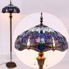 imageWERFACTORY Tiffany Floor Lamp Dragonfly Blue Stained Glass Standing Reading Light 16X16X64 Inches Antique Pole Corner Lamp Decor Bedroom Living Room Home Office S004 Series B