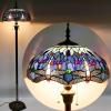imageWERFACTORY Tiffany Floor Lamp Dragonfly Blue Stained Glass Standing Reading Light 16X16X64 Inches Antique Pole Corner Lamp Decor Bedroom Living Room Home Office S004 Series B