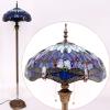 imageWERFACTORY Tiffany Floor Lamp Dragonfly Blue Stained Glass Standing Reading Light 16X16X64 Inches Antique Pole Corner Lamp Decor Bedroom Living Room Home Office S004 Series B