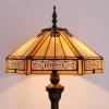 imageWERFACTORY Tiffany Floor Lamp Yellow Hexagon Stained Glass Mission Standing Reading Light 16X16X64 Inches Antique Pole Corner Lamp Decor Bedroom Living Room Home Office S011 Series