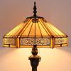 imageWERFACTORY Tiffany Floor Lamp Yellow Hexagon Stained Glass Mission Standing Reading Light 16X16X64 Inches Antique Pole Corner Lamp Decor Bedroom Living Room Home Office S011 Series