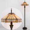 imageWERFACTORY Tiffany Floor Lamp Yellow Hexagon Stained Glass Mission Standing Reading Light 16X16X64 Inches Antique Pole Corner Lamp Decor Bedroom Living Room Home Office S011 Series
