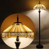 imageWERFACTORY Tiffany Floor Lamp Yellow Hexagon Stained Glass Mission Standing Reading Light 16X16X64 Inches Antique Pole Corner Lamp Decor Bedroom Living Room Home Office S011 Series