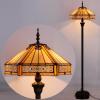 imageWERFACTORY Tiffany Floor Lamp Yellow Hexagon Stained Glass Mission Standing Reading Light 16X16X64 Inches Antique Pole Corner Lamp Decor Bedroom Living Room Home Office S011 Series