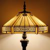 imageWERFACTORY Tiffany Floor Lamp Yellow Hexagon Stained Glass Mission Standing Reading Light 16X16X64 Inches Antique Pole Corner Lamp Decor Bedroom Living Room Home Office S011 Series