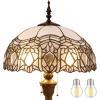 imageWERFACTORY Tiffany Floor Lamp Crystal Bead White Stained Glass Standing Reading Light 16X16X64 Inches Antique Pole Corner Lamp Decor Bedroom Living Room Home Office S508W Series