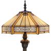 imageWERFACTORY Tiffany Floor Lamp Yellow Hexagon Stained Glass Mission Standing Reading Light 16X16X64 Inches Antique Pole Corner Lamp Decor Bedroom Living Room Home Office S011 Series