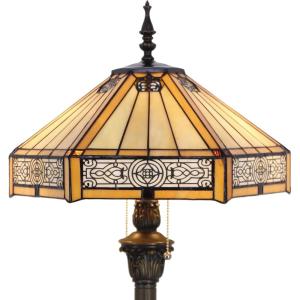 imageWERFACTORY Tiffany Floor Lamp Yellow Hexagon Stained Glass Mission Standing Reading Light 16X16X64 Inches Antique Pole Corner Lamp Decor Bedroom Living Room Home Office S011 Series