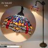 imageWERFACTORY Tiffany Floor Lamp Blue Brown Stained Glass Dragonfly Arched Lamp 12X18X64 Inch Gooseneck Adjustable Corner Standing Reading Light Decor Bedroom Living Room S688 Series B