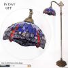imageWERFACTORY Tiffany Floor Lamp Blue Brown Stained Glass Dragonfly Arched Lamp 12X18X64 Inch Gooseneck Adjustable Corner Standing Reading Light Decor Bedroom Living Room S688 Series B