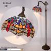 imageWERFACTORY Tiffany Floor Lamp Blue Brown Stained Glass Dragonfly Arched Lamp 12X18X64 Inch Gooseneck Adjustable Corner Standing Reading Light Decor Bedroom Living Room S688 Series B