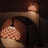 imageWERFACTORY Tiffany Floor Lamp Pink Stained Glass Pearl Bead Arched Lamp 12X18X64 Inches Gooseneck Adjustable Corner Standing Reading Light Decor Bedroom Living Room S005P Series