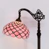 imageWERFACTORY Tiffany Floor Lamp Pink Stained Glass Pearl Bead Arched Lamp 12X18X64 Inches Gooseneck Adjustable Corner Standing Reading Light Decor Bedroom Living Room S005P Series