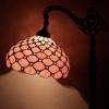 imageWERFACTORY Tiffany Floor Lamp Pink Stained Glass Pearl Bead Arched Lamp 12X18X64 Inches Gooseneck Adjustable Corner Standing Reading Light Decor Bedroom Living Room S005P Series