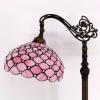imageWERFACTORY Tiffany Floor Lamp Pink Stained Glass Pearl Bead Arched Lamp 12X18X64 Inches Gooseneck Adjustable Corner Standing Reading Light Decor Bedroom Living Room S005P Series
