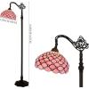 imageWERFACTORY Tiffany Floor Lamp Pink Stained Glass Pearl Bead Arched Lamp 12X18X64 Inches Gooseneck Adjustable Corner Standing Reading Light Decor Bedroom Living Room S005P Series
